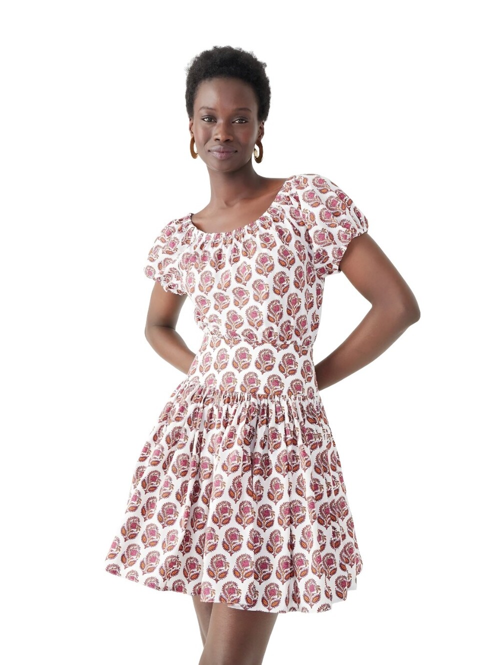 J. Crew Drop-waist Cotton Poplin Mini Dress in Bouquet Block Print